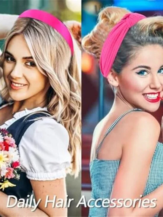 Womens Headbands Set 7 Pack Wide Stretch Hair Bands Non Slip Hair Accessories - Picture 3 of 6